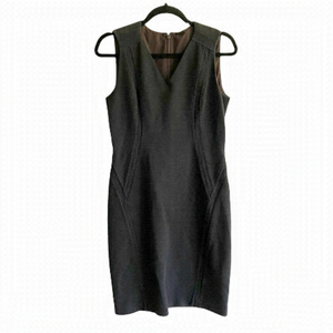 ELIE TAHARI Cotton Sleeveless Knee Length Midi Sheath Dress Black 6